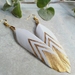 Tribal White with Gold Handcrafted Feather Earrings