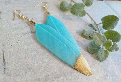 Blue Handcrafted Feather Earrings