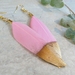 Pink with Gold Feather Earrings 