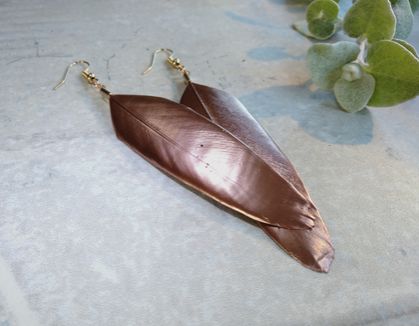 Rose Gold Real Feather Earrings