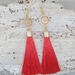 Bright Red Silk Tassel Earrings