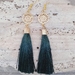 Forest Green Silk Tassel Earrings