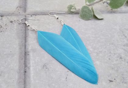 Turquoise Handcrafted Feather Earrings