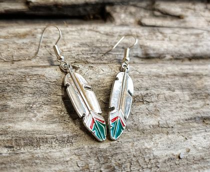 Small Silver Feather Earrings 