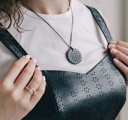 Unisex Genuine Shungite Pendant Flower Of Life