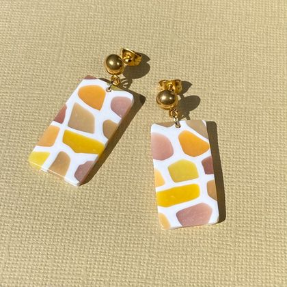 'Stained Glass' Autumn Rectangle Earrings