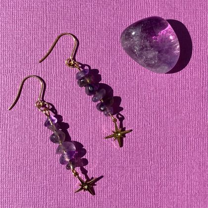 Amethyst & Star Crystal Earrings