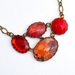 ruby red floral - vintage linked necklace