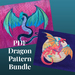 Dragon Quilt Applique PDF Pattern. Discount Bundle - dastardly dragon and sinister serpent, bonus double dragon silhouette!