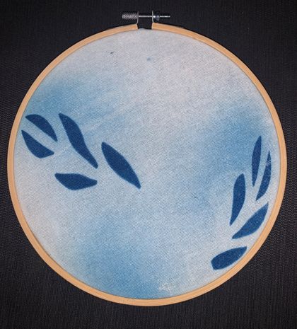 Cyanotype sun print on fabric