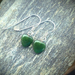 Greenstone New Zealand Pounamu Heart earrings~ On sterling silver ear hooks