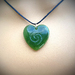 Greenstone Heart pendant-~with Maori love koru galaxy engraving.