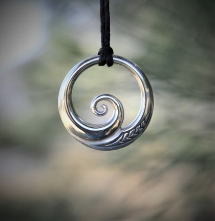 Sterling silver Wave Pendant ~koru design
