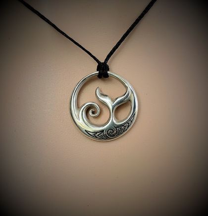 Sterling silver 'Whale in wave' Pendant ~Ocean lovers Pendant