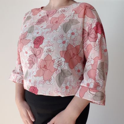 Pink floral blouse