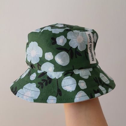 Green Floral Hat - toddler age size 