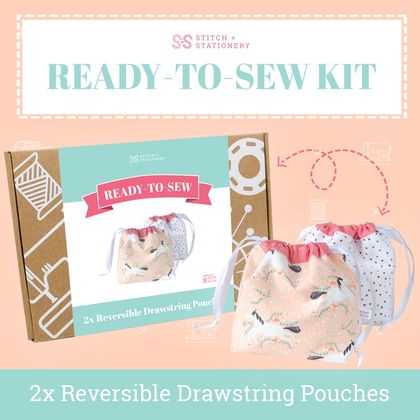 DIY / Ready-To-Sew Kit (Reversible Boxed Drawstring Pouches)