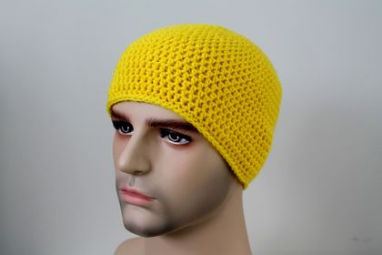CLEARANCE 100% Wool Crochet Unisex Beanie - Yellow