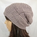 100% Wool Grey Woven Gather Slouch Beanie