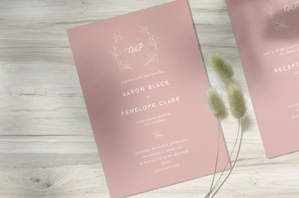 Wedding invitation - monogram rose gold - 50 printed invitations