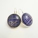 Glass cabochon earrings- Royal blue, gold cross hatching, silver cherry blossom washi paper (Japanese)- 18mm