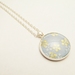 Washi Paper, Glass Cabochon Necklace. Light Blue with Silver & Gold Japanese Cherry Blossoms- 30mm