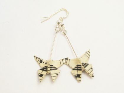 Handmade Origami Paper Butterfly Earrings -Sheet Music