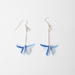 Handmade Origami Paper Butterfly Earrings -Striped Blue & White