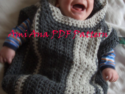 PDF PATTERN ONLY - Ami Ana Baby/Toddler Boy Crochet Hooded Poncho Pattern (Unisex) 