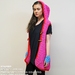 Candy Pink Funky Sleeveless Hooded A-line Coat with Scarlet Red Trim AcrylicYarn