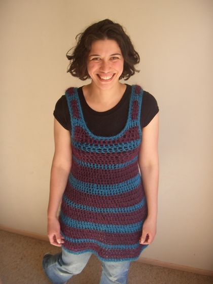 Snug Purple and Turquoise striped tunic overdress OAK