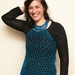 Stunning Sparkly Metallic Turquoise Mesh Top with Egyptian Collar Neckline - Sparkly Shimmery Metallic Blend Yarn
