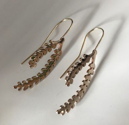 Kowhai Leaf Hook Earrings in Bronze with Brass hooks