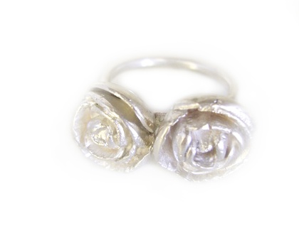 Two Roses Silver Ring