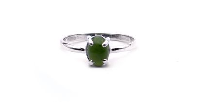 Pounamu Ring in Sterling Silver 7x5mm Oval Cab Claw Setting