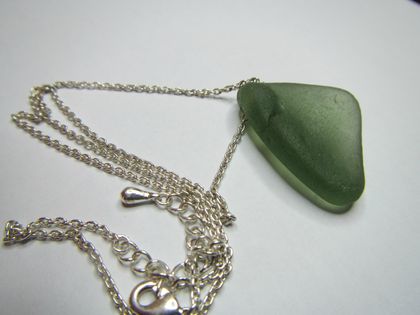 Single Piece Green beachglass necklace