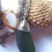 Dark green beachglass and silver coloured wire pendant necklace