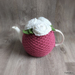 Raspberry Pink & White Rose Tea Cosy (Medium)
