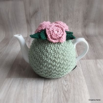 Sage & Dusky Pink Rose Tea Cosy (Small)