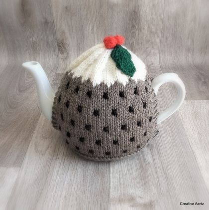 Christmas Pudding Tea Cosy - Marbled Brown (Small)