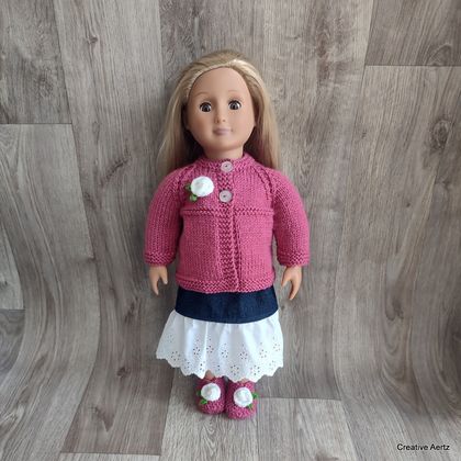 Raspberry and White Rose Dolls Clothes Set