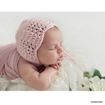Handknitted Bonnet - Newborn (Made to Order in your Choice of Colour)