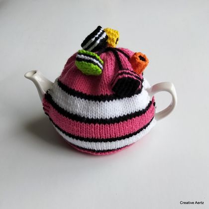 Licorice Allsorts Tea Cosy - Bright Pink (Small)