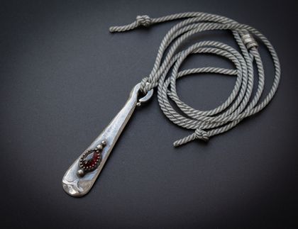 Upcycled antique sterling silver spoon with garnet