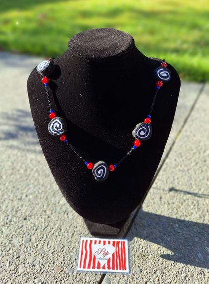 Handmade Chunky Multi-toned Felt Bead Necklace 