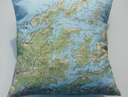 NZ Map Cushion Cover - Marlborough Sounds