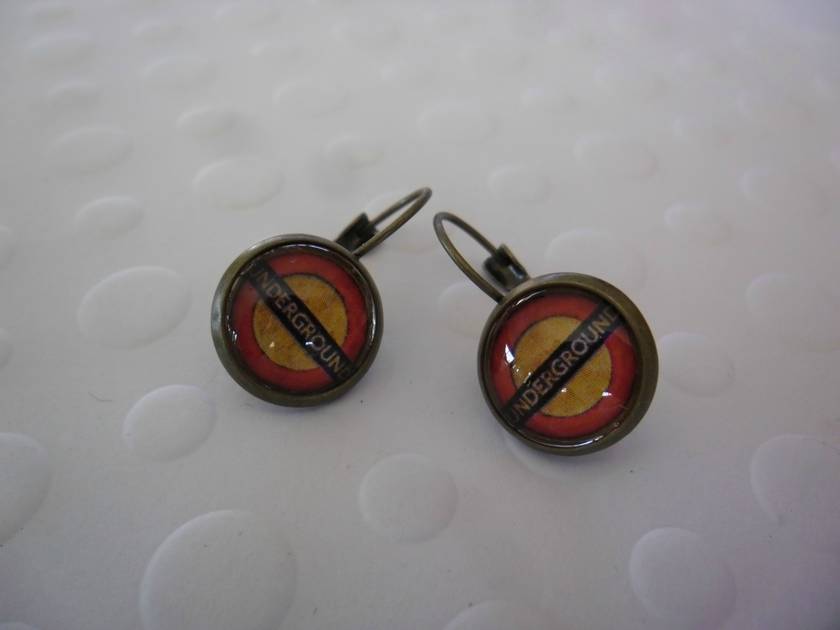 London underground quirky glass dome antique bronze earrings | Felt