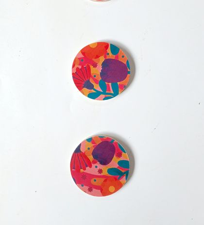 Objectify Set of 3 Small Wall Art Disks - Floral Splotch