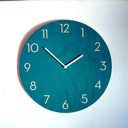 Objectify Mid Teal Neutra Numerals Wall Clock - Medium Size