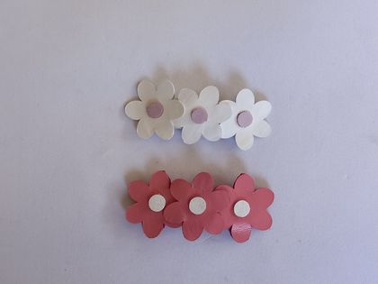 SALE - Meadow Flower Leather Clips